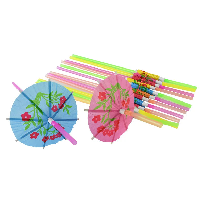 50PCS Hawaiian Party Umbrella Straws for Tropical Celebrations - Smarsty