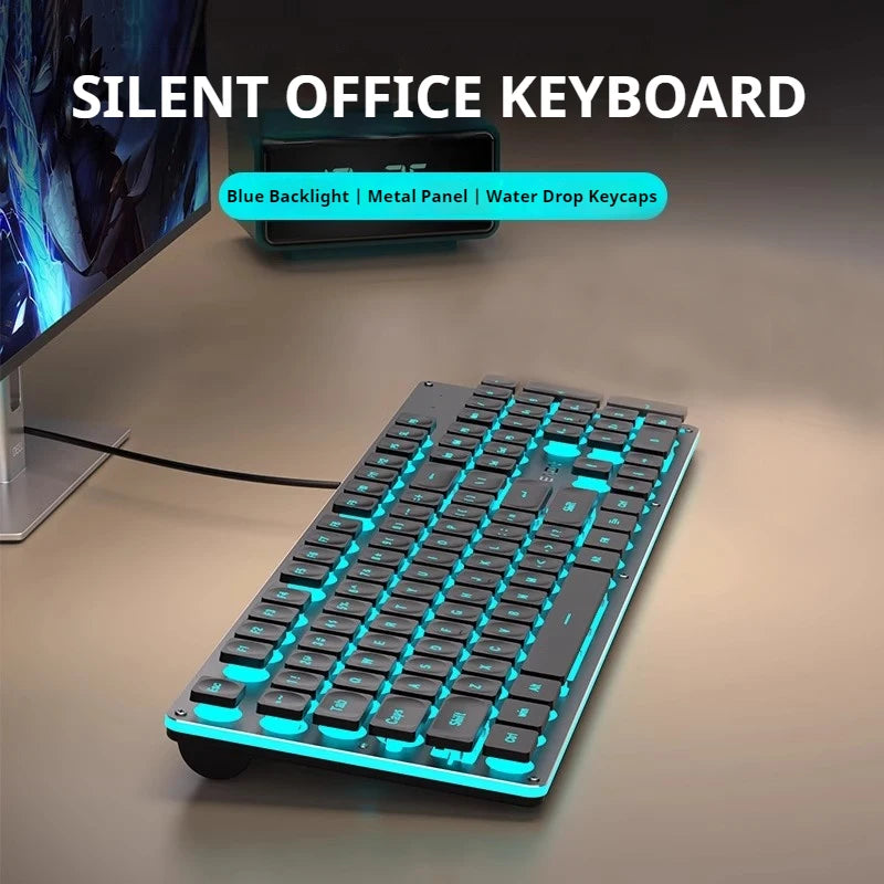 Silent All Metal 104 Key Keyboard For Office And Gaming