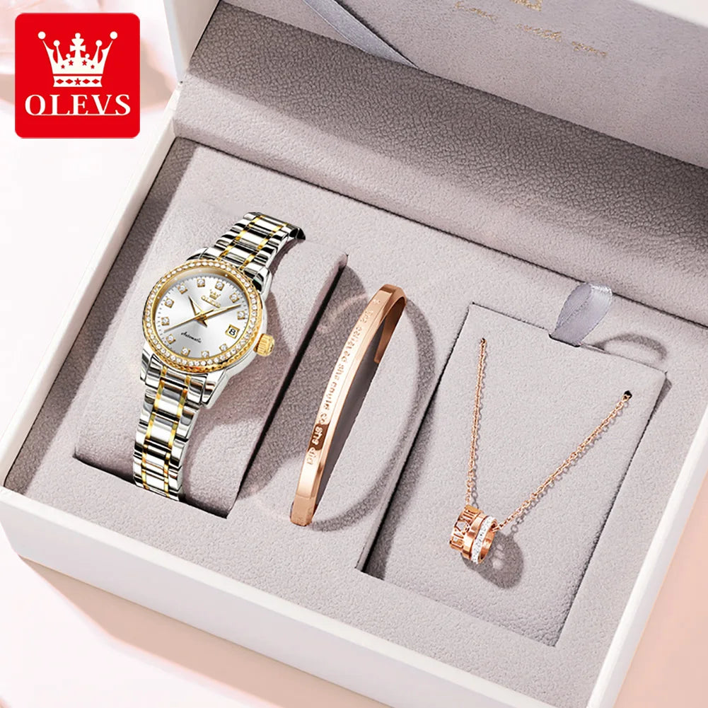 OLEVS Women's Automatic Waterproof Luxury Watch with Luminous Dial - Smarsty