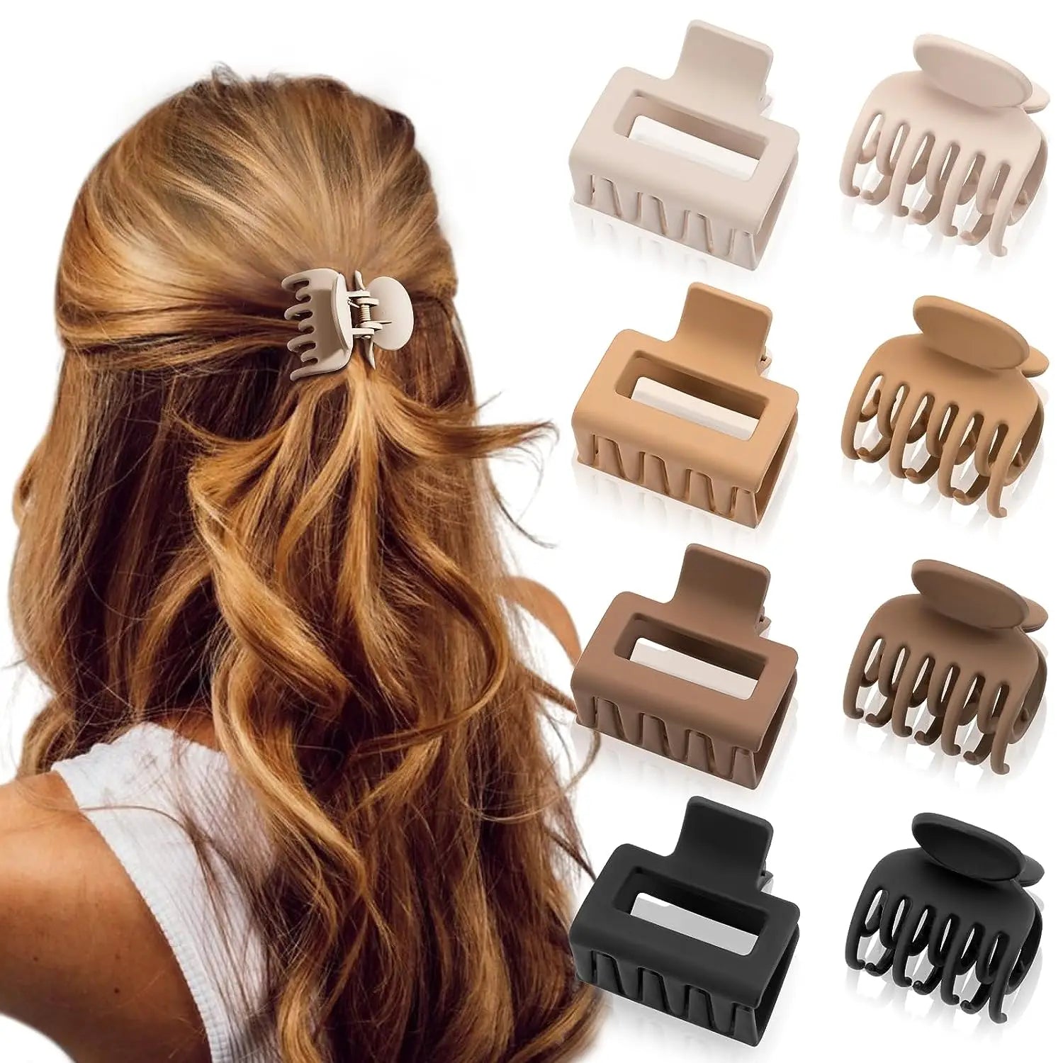 8Pc Matte Claw Hair Clips Strong Grip For Thin Hair - Smarsty
