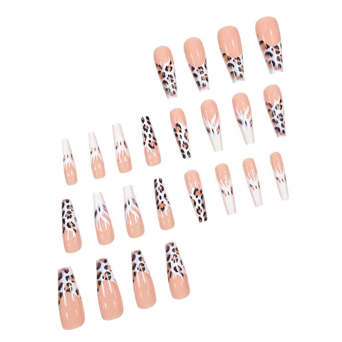 24 Piece Short Square Fake Nails with Colorful French Design - Smarsty
