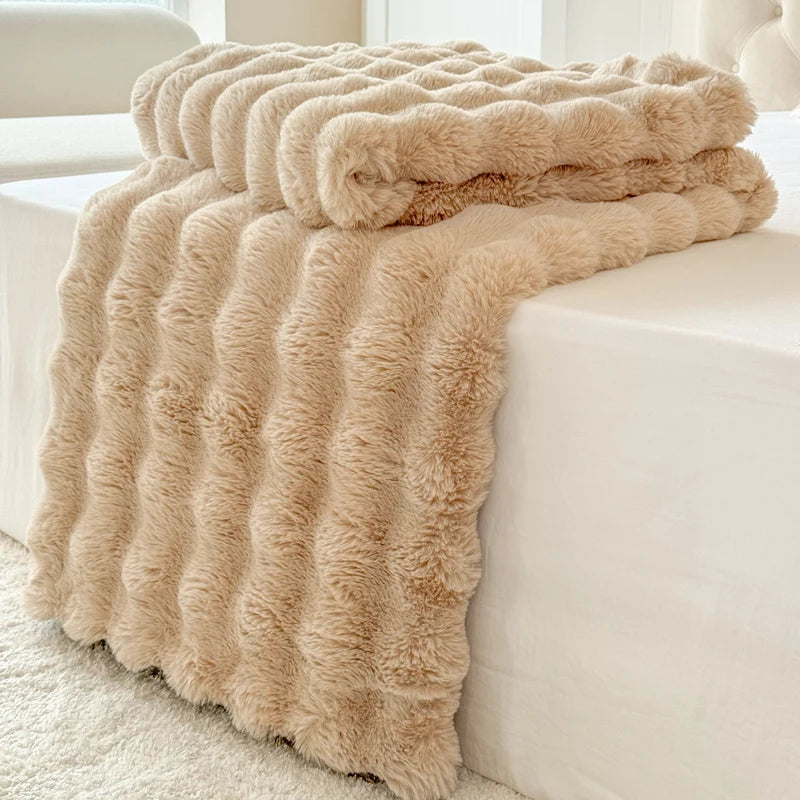 Double-Layer Rabbit Fur Blanket for Comfortable Summer Use - Smarsty