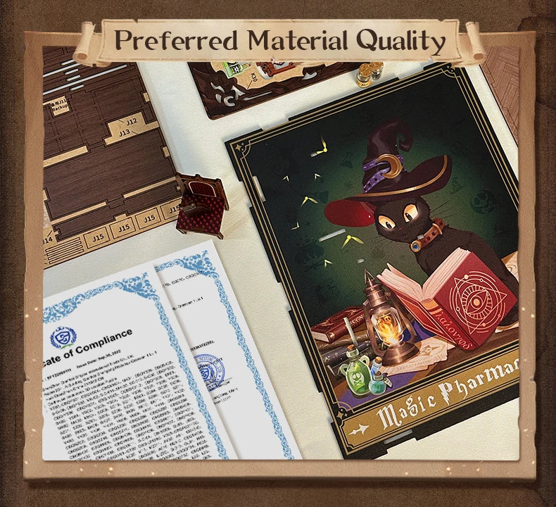 CUTEBEE DIY Book Nook Kit Miniature Doll House Home Touch Light Dust Cover Model Building Toys Gifts Magic Pharmacist by Smarsty