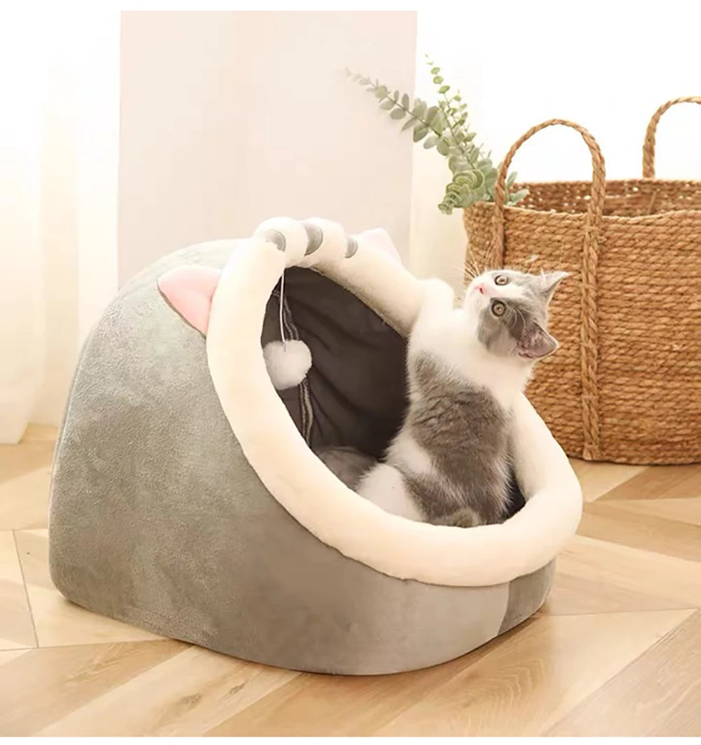 Deep Sleep Cat Bed Cartoon Pet Bed Foldable Removable Washable Pet Sleeping Bed for Small Dog Mat Bag Cave Cats Bed - Smarsty
