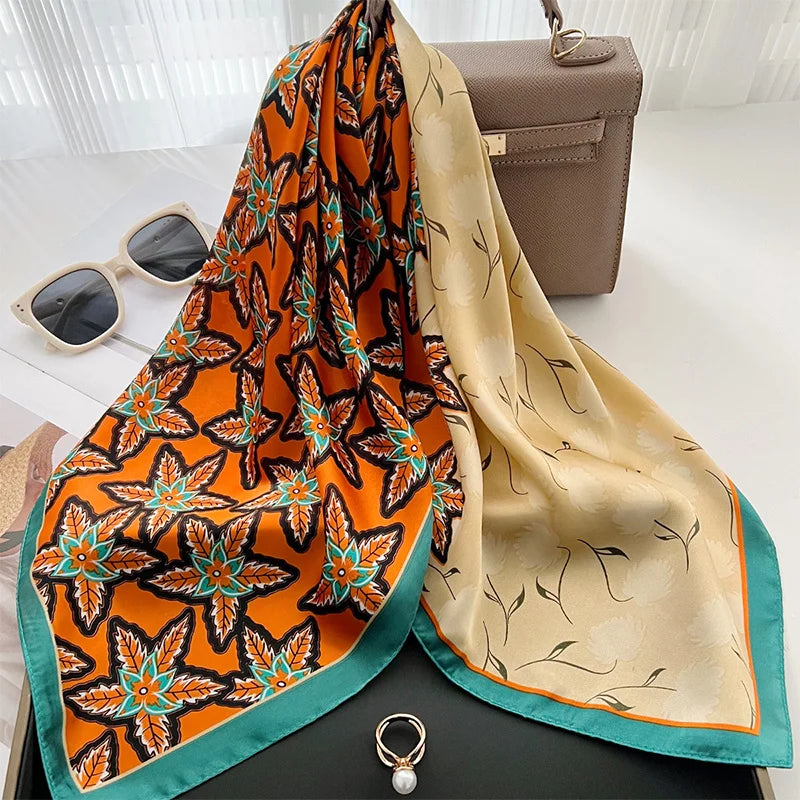 Luxury Silk Scarf Women Satin Shawl Sun Protection Wrap - Smarsty
