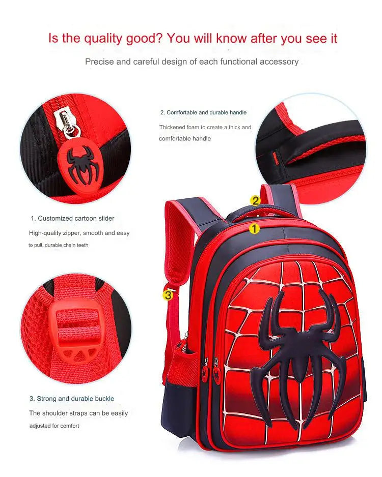 Durable 3D Spider Kids Backpack for Everyday Travel - Smarsty