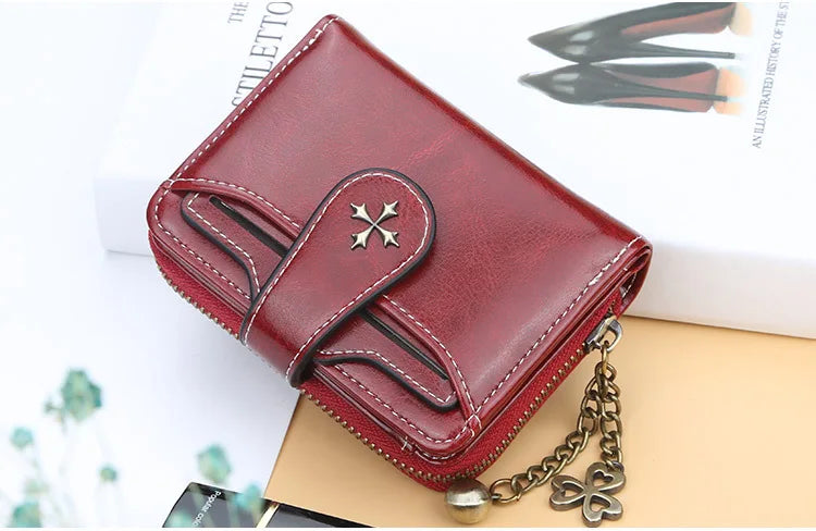 Women Wallets and Purses PU Leather Money Bag Female Short Hasp Purse Small Coin Card Holders Blue Red Clutch New Women Wallet - Smarsty