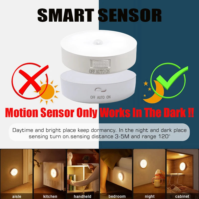 USB Rechargeable Motion Sensor LED Night Light - Smarsty