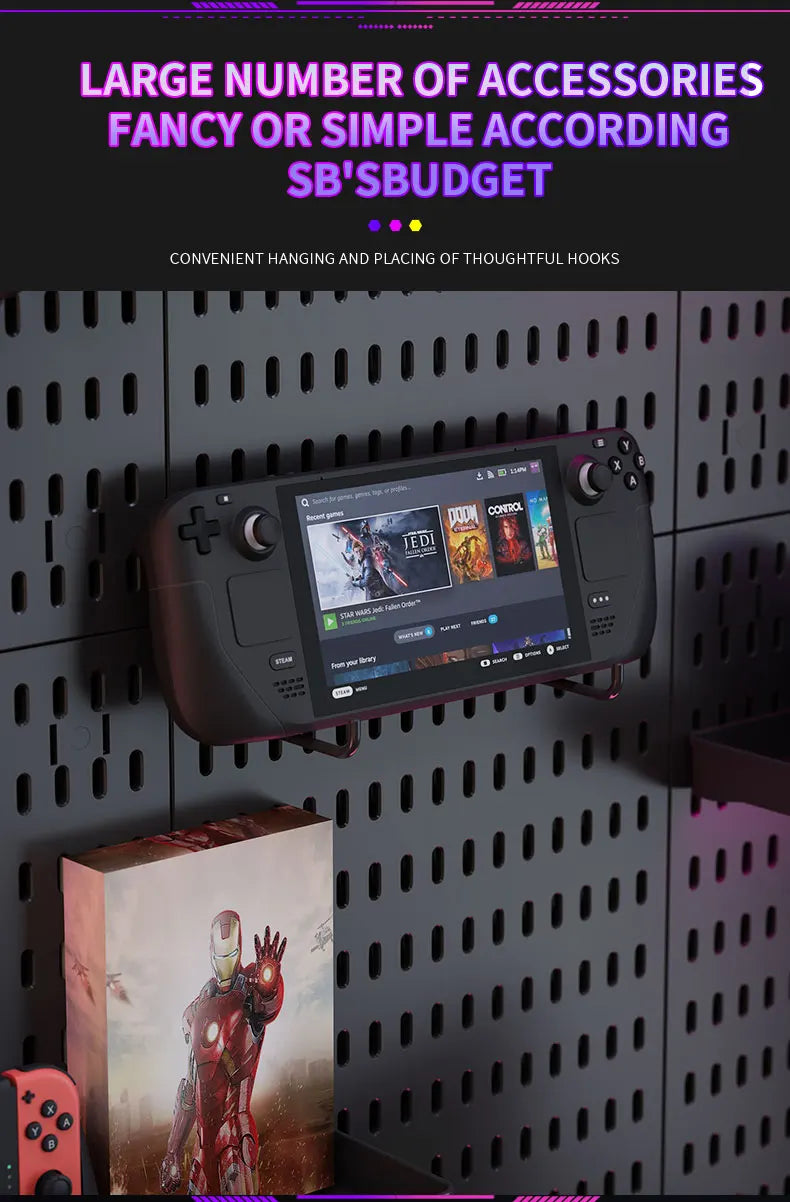 No Punching Pegboard Wall Organizer Panel Shelves For Gamer Room,bathroom,kitchen Storage Rack Organizer Pegboard Accessories