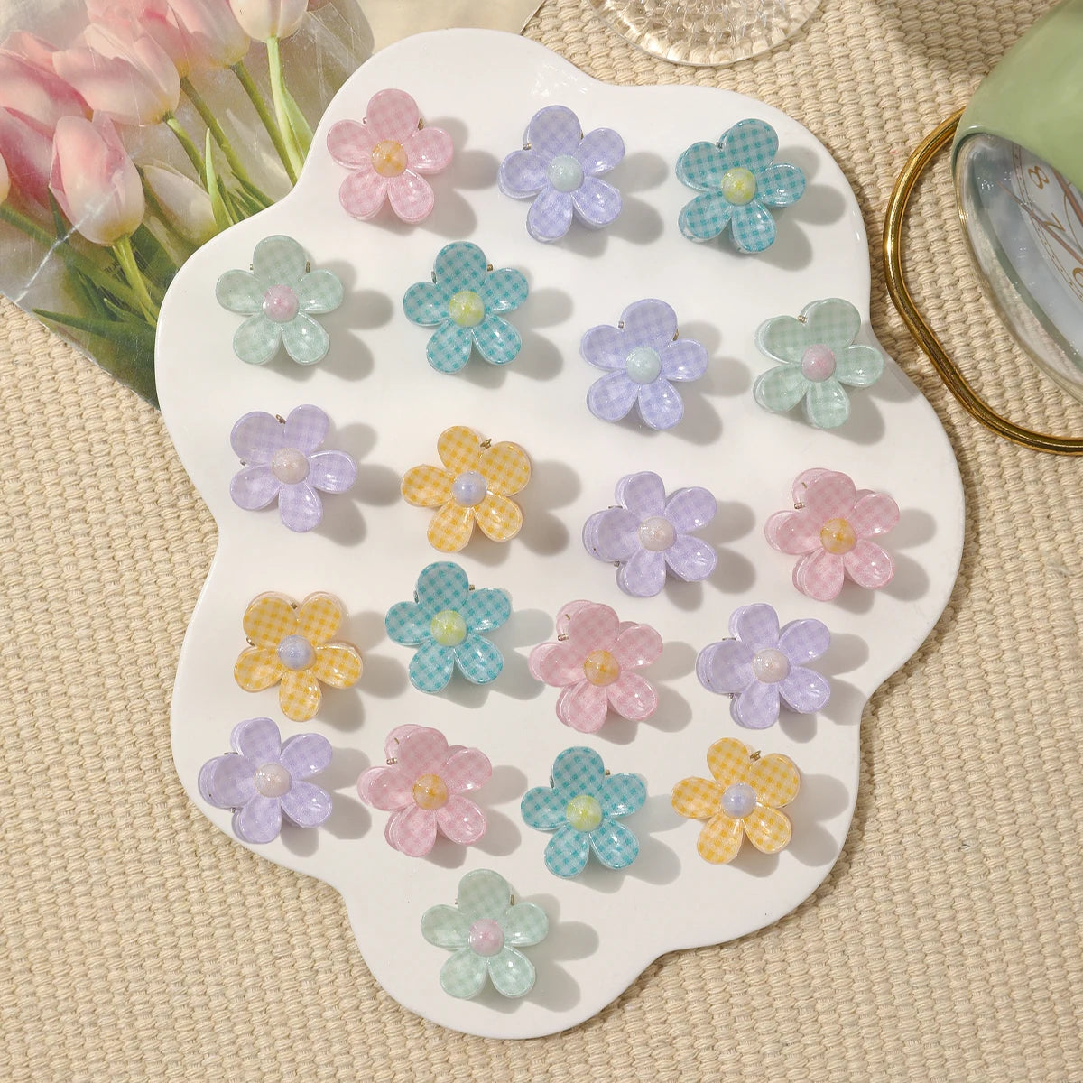 Mini Flower Hair Clips Pack Creaseless Claw Clips For Bangs - Smarsty