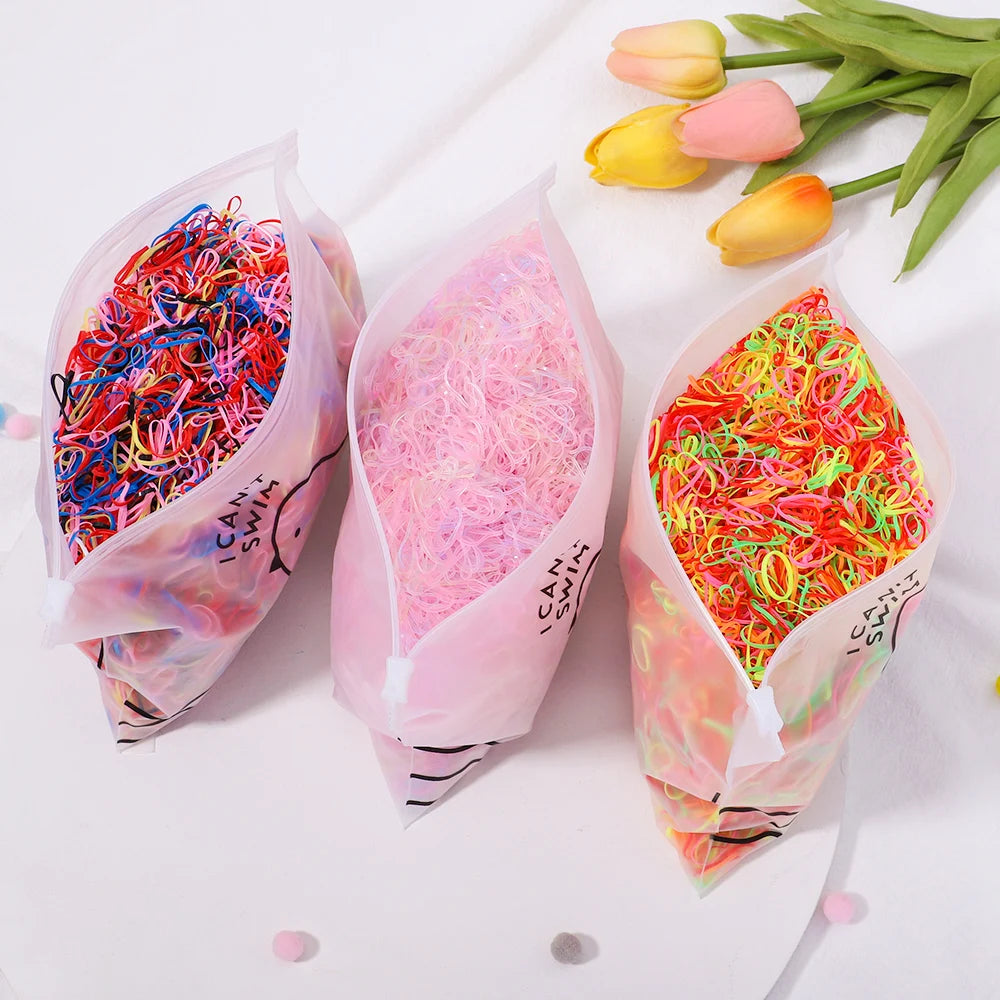 Girls Colorful Rubber Hair Ties Pack Durable Gentle - Smarsty