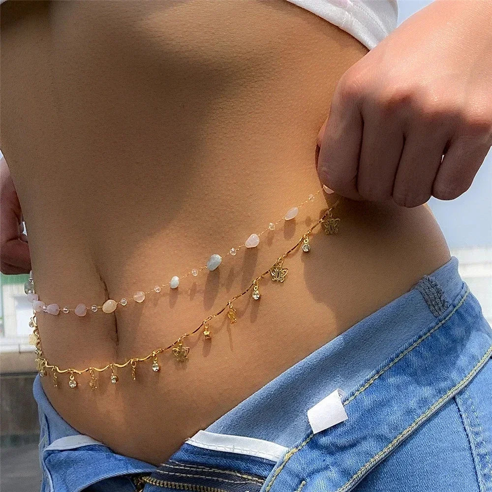 Double Layer Butterfly Chain Belly Jewelry for Women - Smarsty