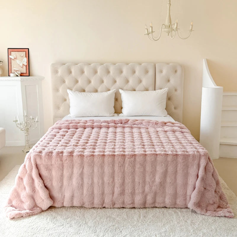 Double-Layer Rabbit Fur Blanket for Comfortable Summer Use - Smarsty