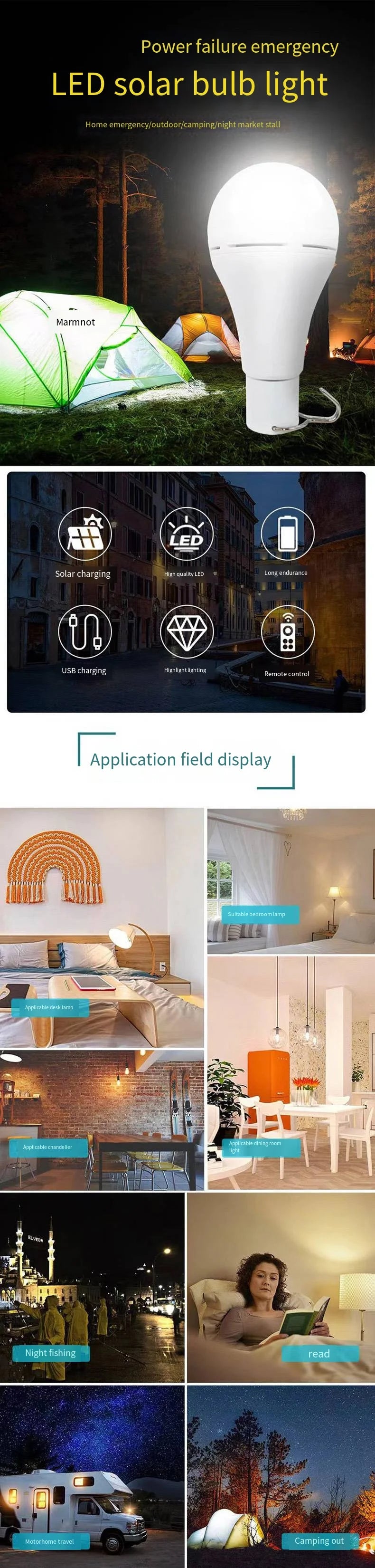 Waterproof Solar Light for Outdoor Camping Emergency Use - Smarsty