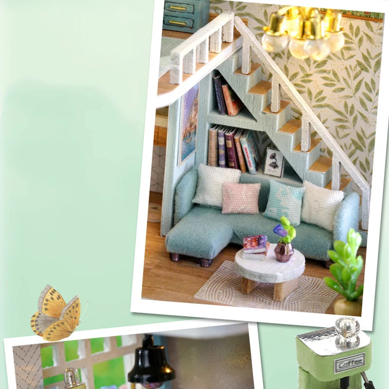 Diy Mini Wooden Dollhouse With Furniture Light Doll House Casa Assembly Model Pink Princess Villa Architecture Kit Toys Birthday by Smarsty