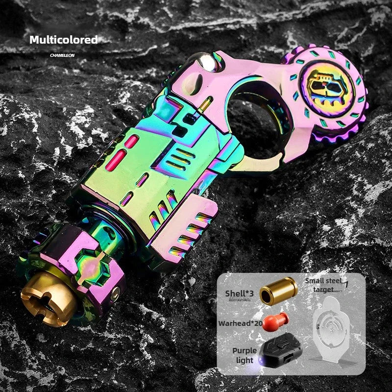 Shell-Ejecting Alloy Toy Pistol Set Stress Relief Fidget Sensory Toy Mini Finger Spinning Top EDC Desk Gadget Gift for Teen Boys - Smarsty