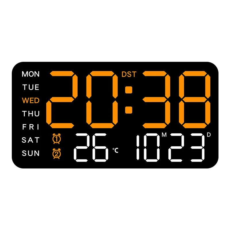 Large Digital Wall Clock with Temperature and Date Display - Smarsty