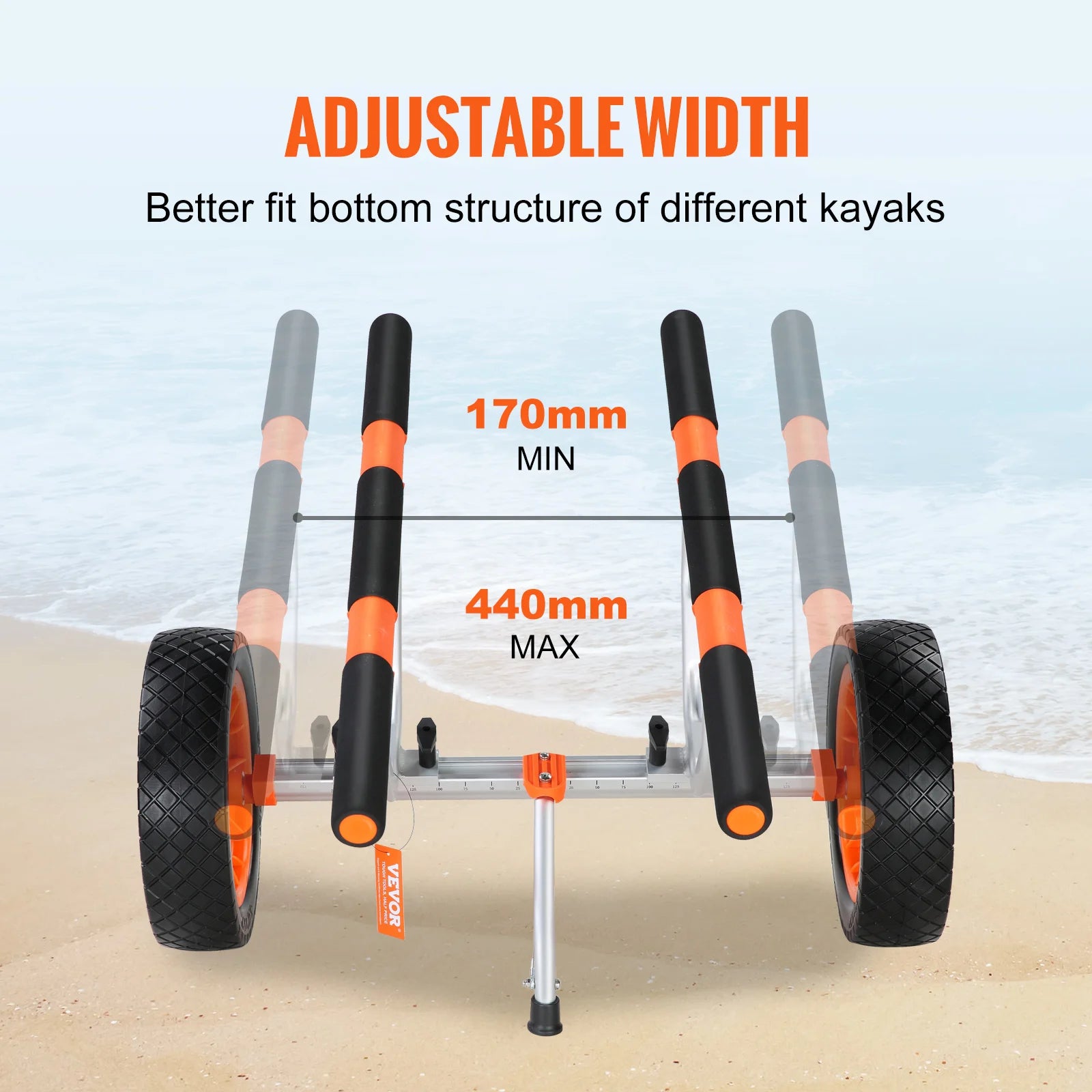 SucceBuy Kayak Cart 450lbs Detachable Canoe Trolley Cart with 12'' Tires Adjustable Width for Paddleboards Float Mats Jon Boats