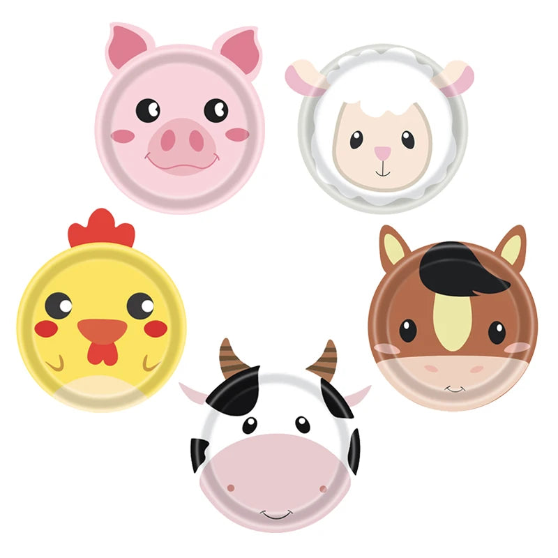 Farm Animals Party Paper Plates for Kids Birthday - Smarsty