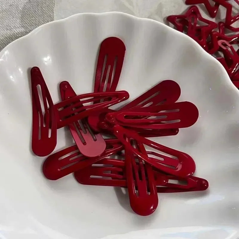 Red Star Snap Clips for Girls Stylish Hair Accessories - Smarsty