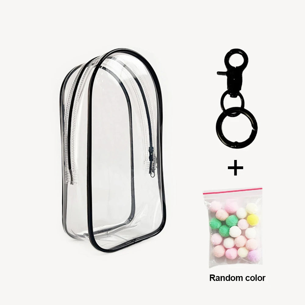 Colorful Transparent Protector Case Organizer Box for 17cm Labubu V3 Dolls Outdoor Display Bag With Keychain Doll Accessories by Smarsty