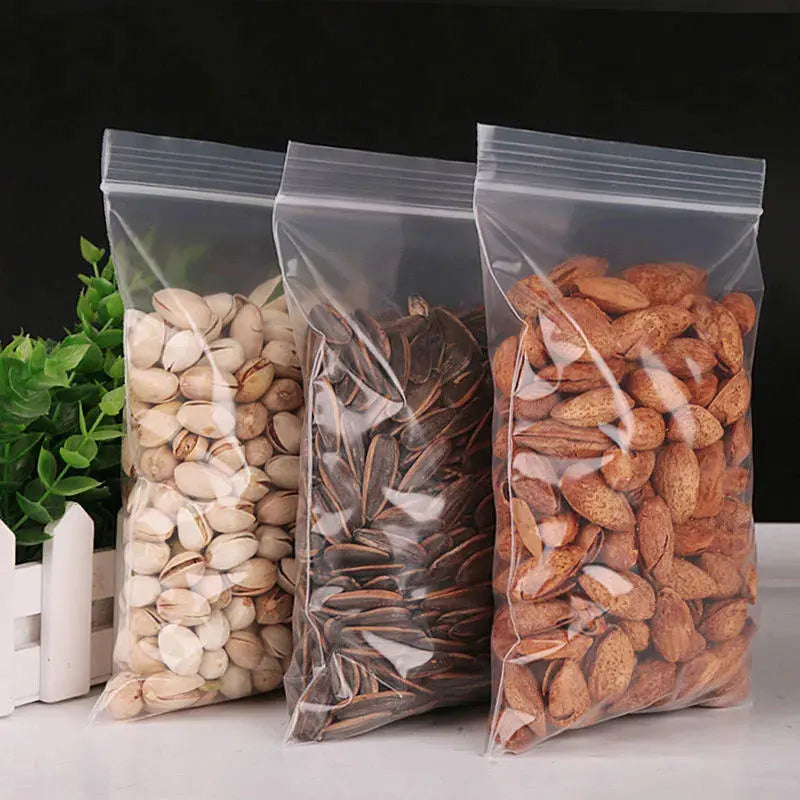 300/100PCS Transparent Zip Bags Food Jewelry Vacuum Storage Bag Plastic Thicken Reclosable Poly Bag Kitchen Organization Package by Smarsty