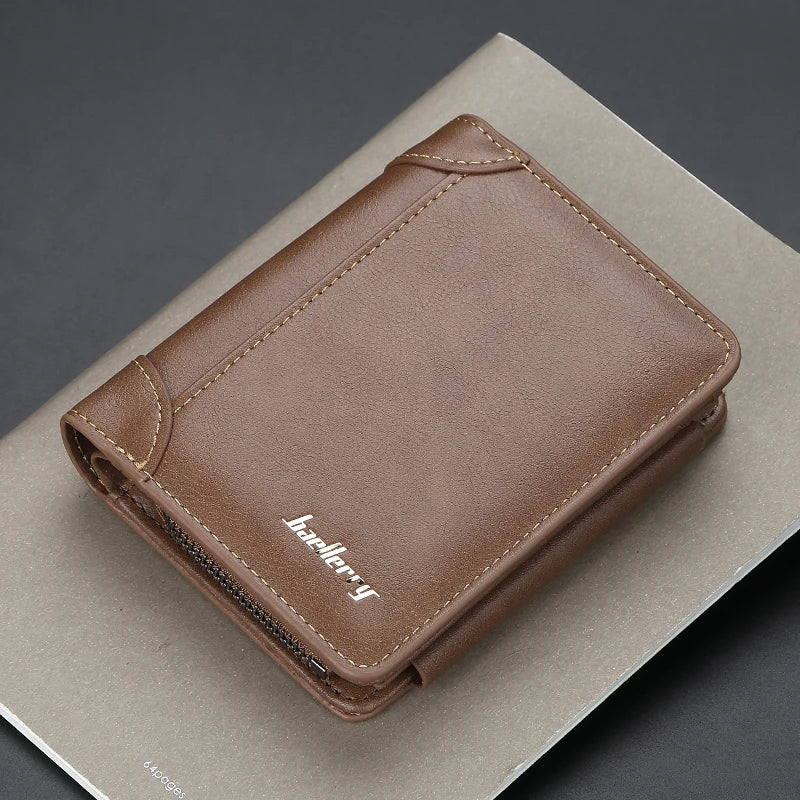 New PU Leather Men Wallets High Quality Zipper Short Desigh Card Holder Male Purse Vintage Coin Holder Men Wallets - Smarsty