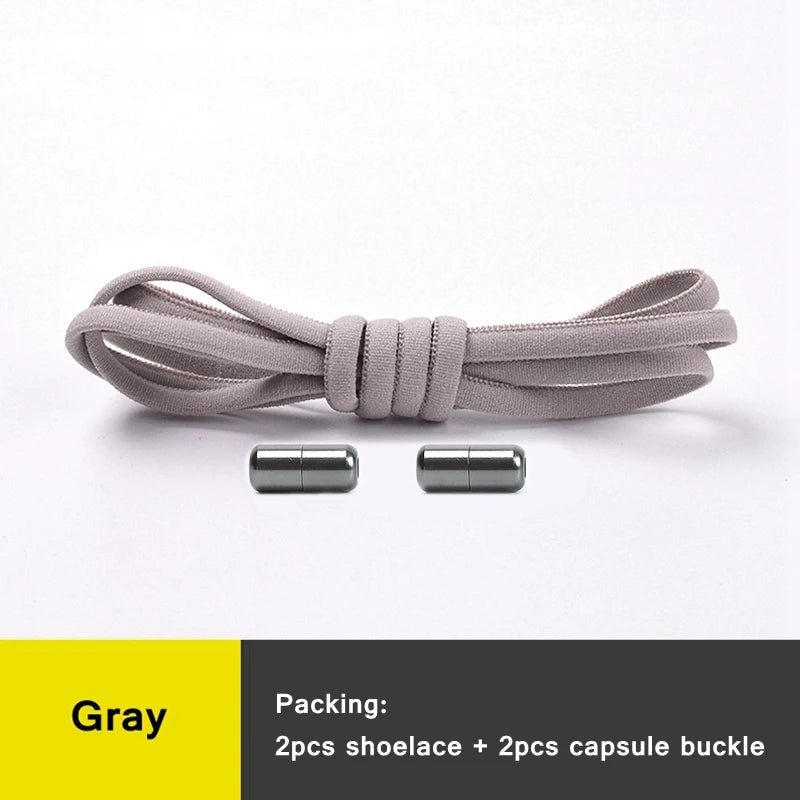 21 Colors No Tie Shoelaces Round Color Metal Lock Elastic Shoelace General For Children And Adults Sneakers Lazy Laces Unisex - Smarsty