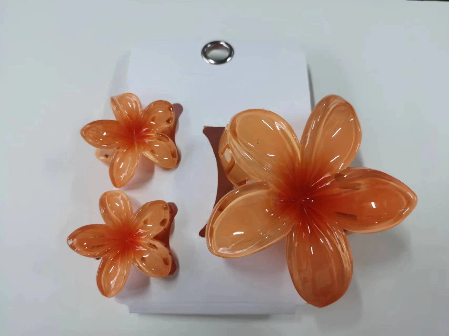 Pack Of 3 Flower Claw Clips Beach Summer Hair Accessories - Smarsty
