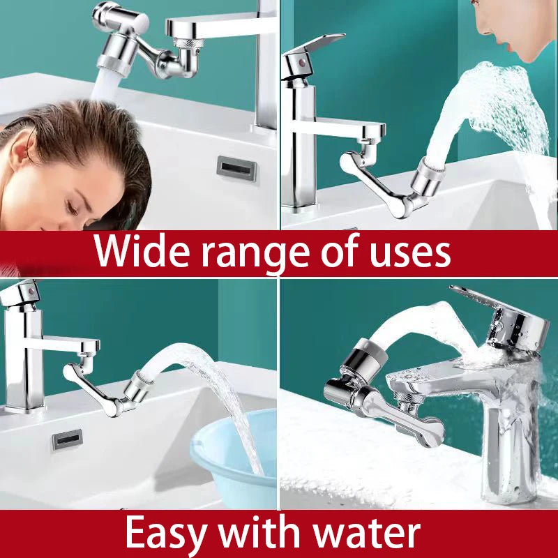 1080° Rotatable Extension Faucet Sprayer Head 2 Spray Modes Universal Bathroom Tap Extend Adapter Aerator - Smarsty