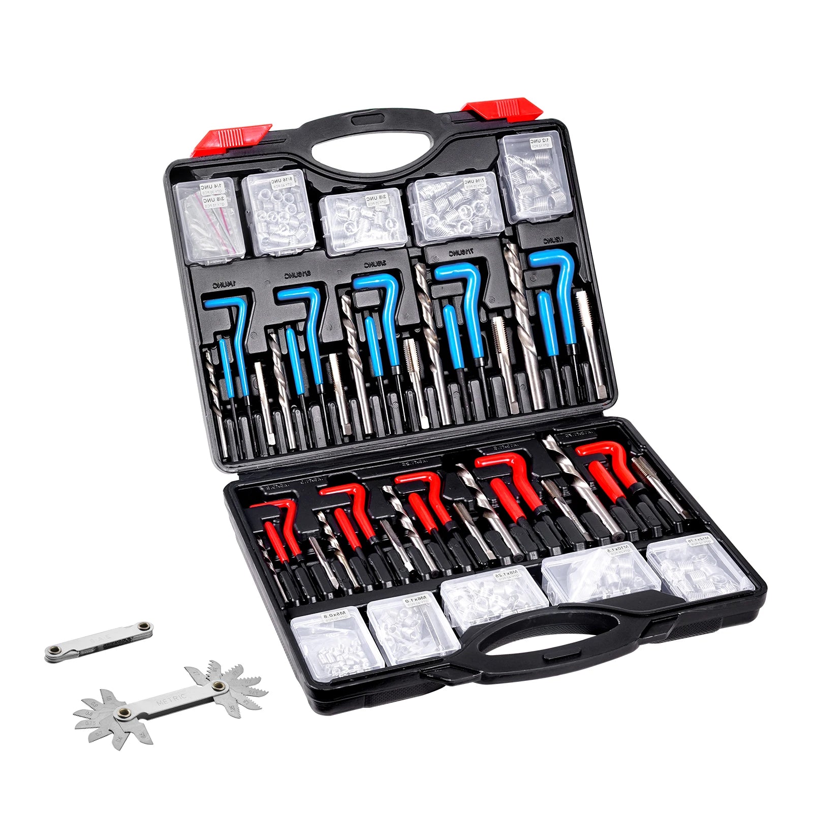 SucceBuy Helicoil Thread Repair Kit SAE Metric Rethreading Tool Kit HSS Drill Bits Thread Inserts Breakoff Installation Tools