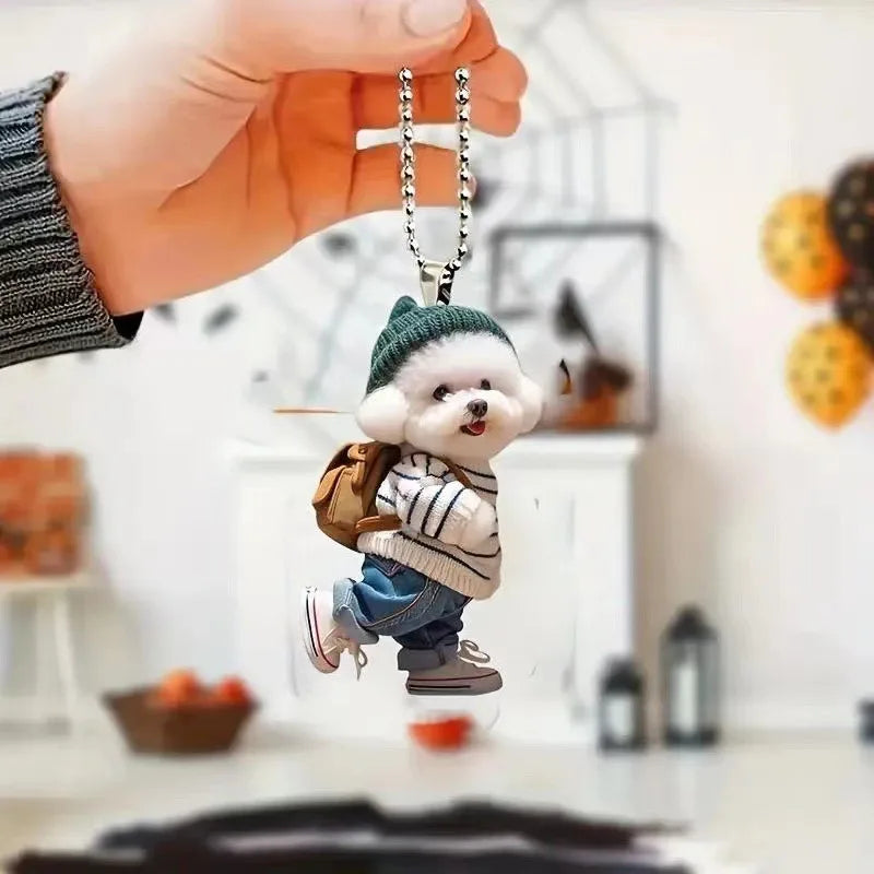 Creative Puppy Man Car Rearview Mirror Ornament Gift - Smarsty