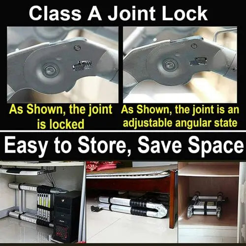 DayPlus Telescoping Ladder Stainless Steel Folding Ladder Portable Extendable Loft Ladder Capacity Max Load 150kg/330lb,EN131