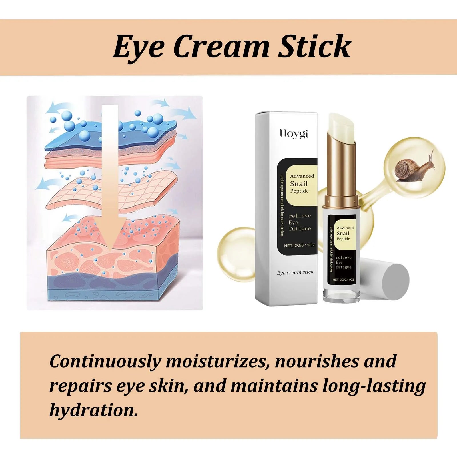 Snail Eye Cream Stick for Dark Circles and Puffiness - Smarsty