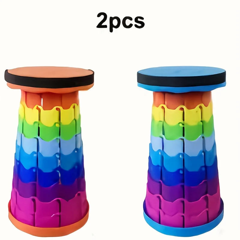 Compact Portable Plastic Folding Telescopic Chair, Lightweight Adjustable Stool for Fishing Beach Camping,Outdoor Foldable Seat