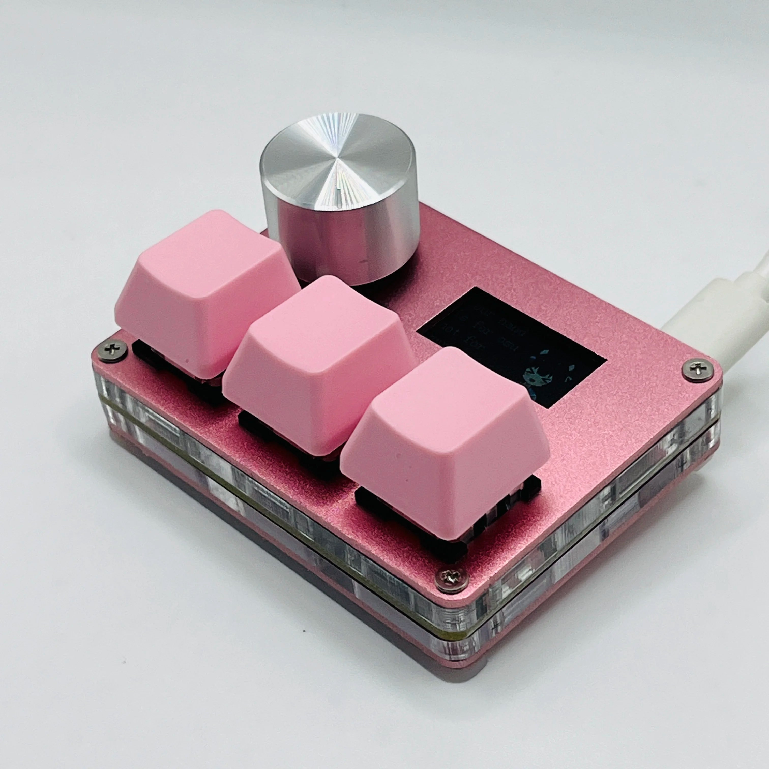Magnetic Pink Rapid Trigger Hall Switch Keyboard With Knob