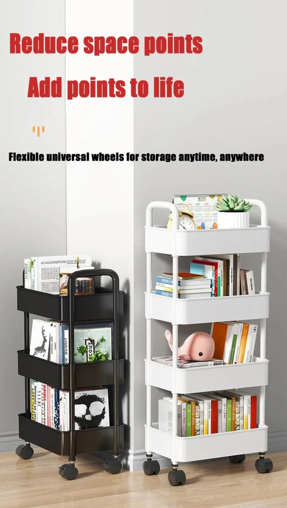 Bookshelf Storage Trolley Mobile Kitchen Organizer Cart With Wheels Multi-Layer Bathroom Shelves Household Snacks Storage Rack by Smarsty