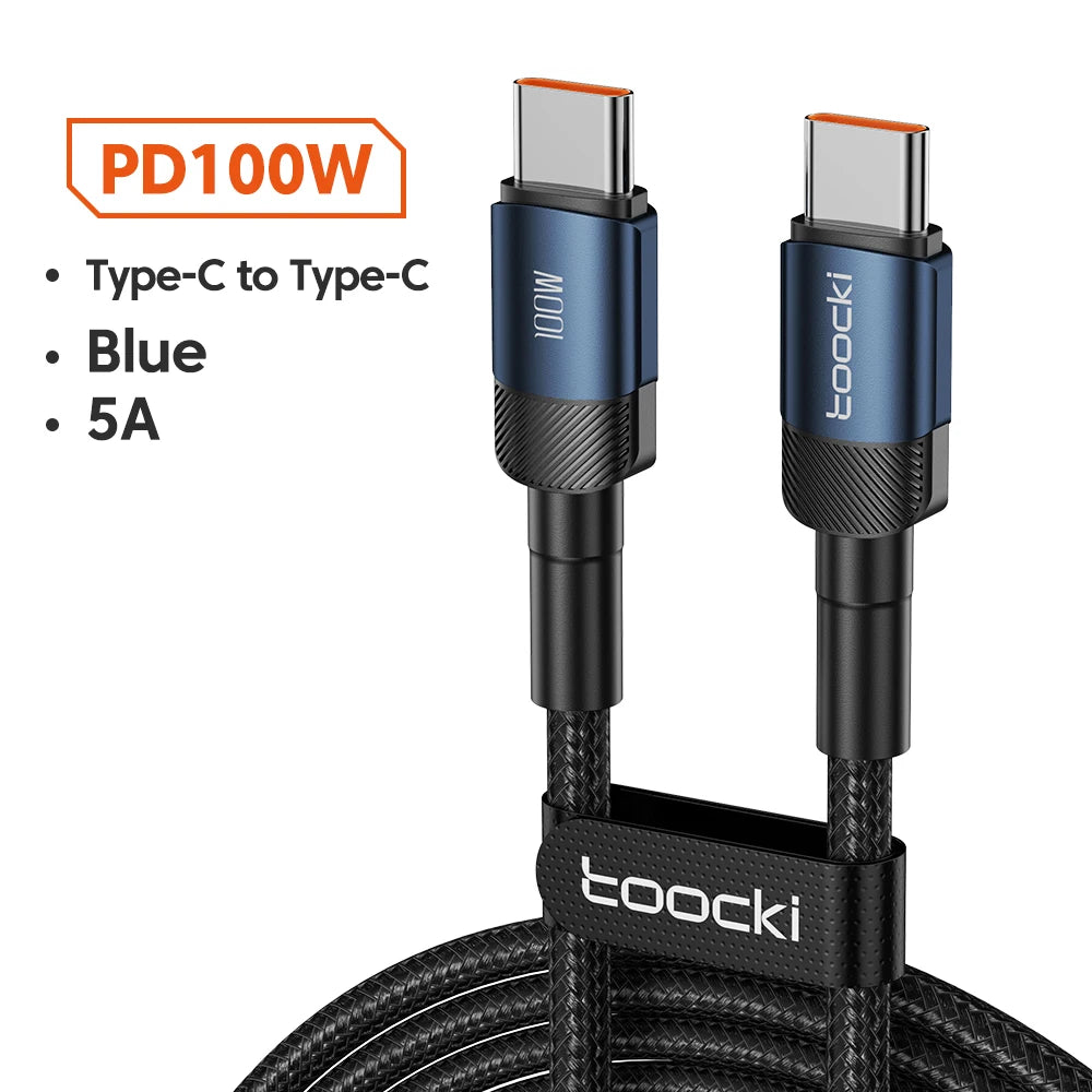 Toocki 100W Type C to USB C Cable PD 3.0 Quick Charge 4.0 Fast Charging Type C to Type C for iPhone 15 Macbook Samsung Xiaomi - Smarsty