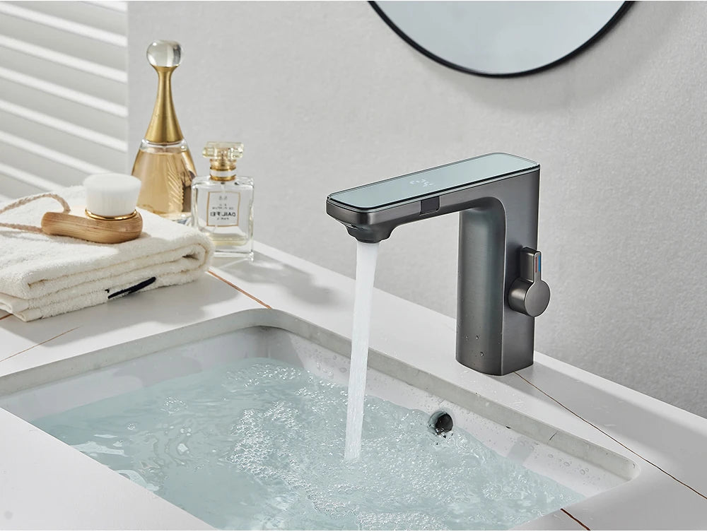 White Smart Sensor Basin Faucet with Digital Display - Smarsty