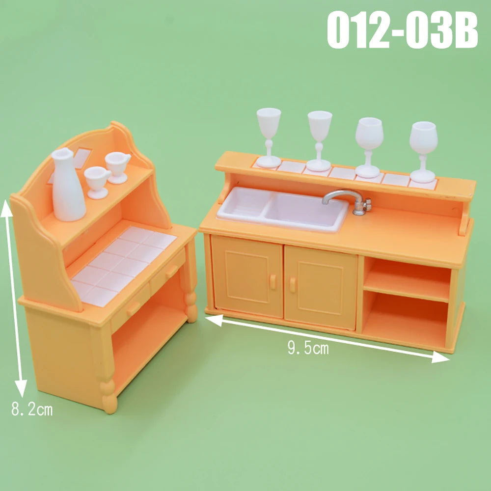 Dollhouse Furniture Kitchen Play Set Miniature Refrigerator 1:12 Mini Food Living Room Sofa Set Pretend Play Accessores Toy by Smarsty