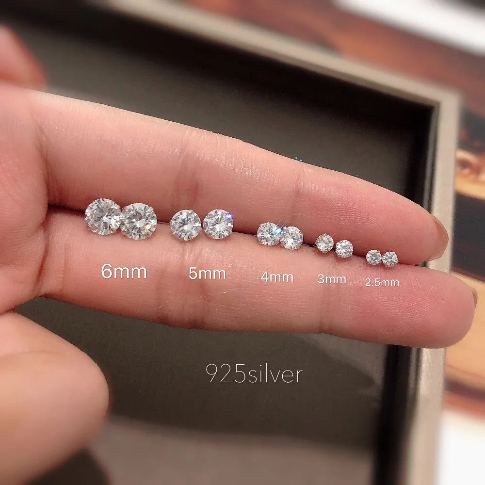 925 Sterling Silver CZ Stud Earrings Tiny Dainty Gift - Smarsty