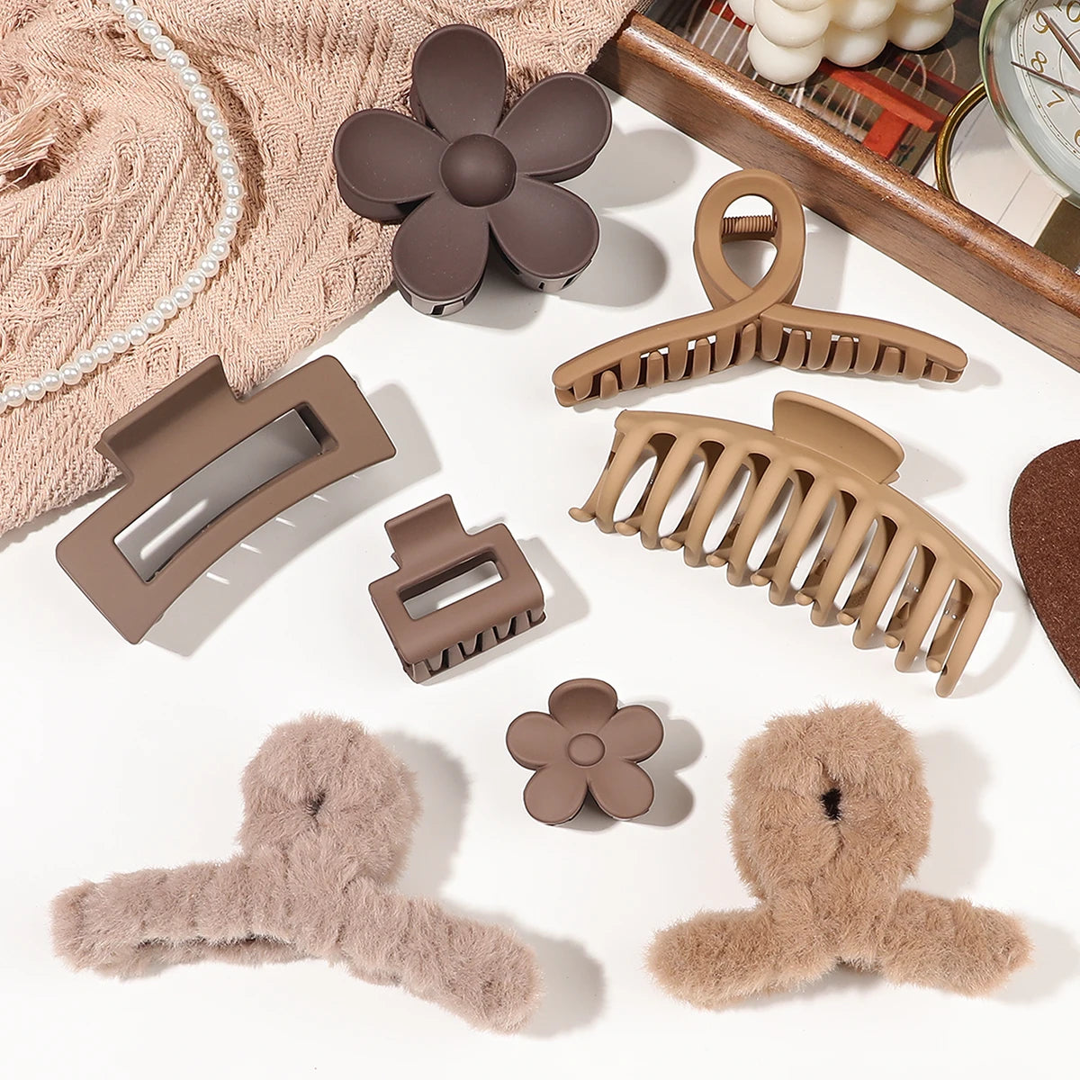 Neutral Color Large Matte Hair Claw Clips Strong Hold - Smarsty