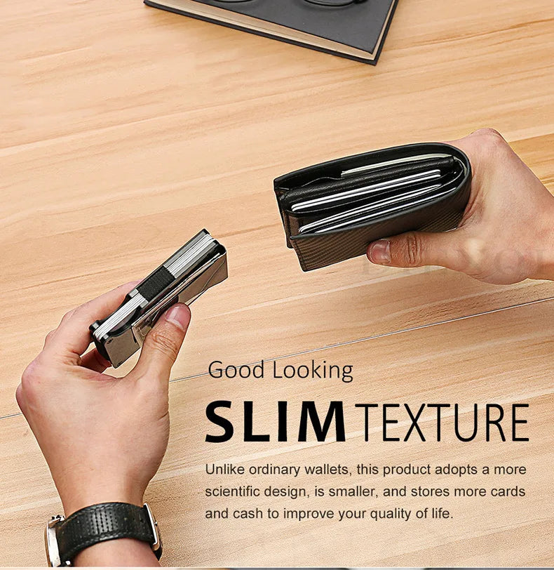 Slim Wallet For Men - Front Pocket RFID Blocking Minimalist Wallet For Men - Metal Wallet With Money Clip For Men - Smarsty