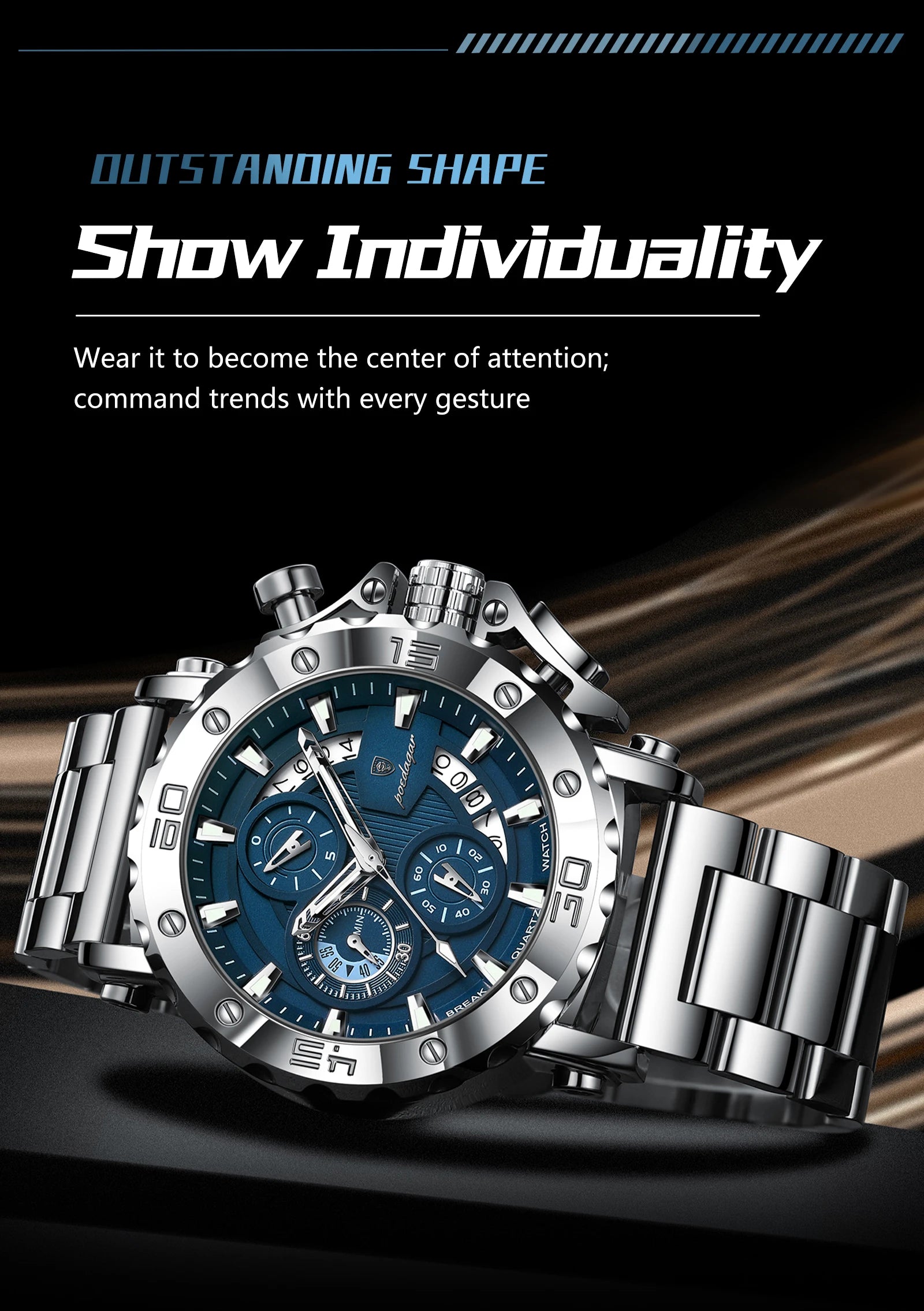 Luxury Waterproof Men's Chronograph Watch with Calendar - Smarsty