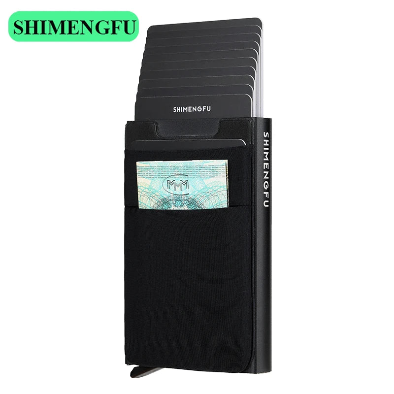 Pop-Up Card Holder RFID Protection Slim Aluminum Men Wallet Elasticity Back Pouch ID Credit Case Travel Cardholder Women Purse - Smarsty