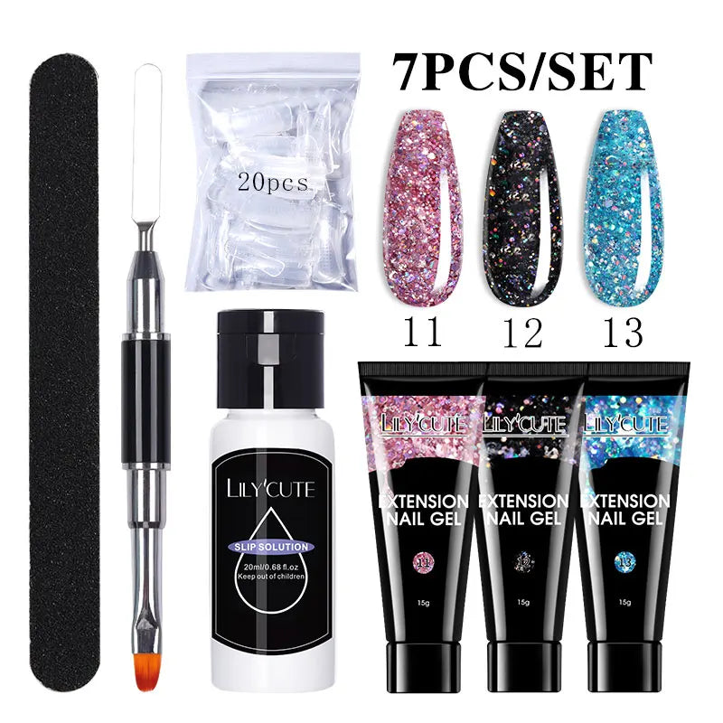 LILYCUTE Nail Gel Set with 6W LED Lamp for Quick Manicure - Smarsty