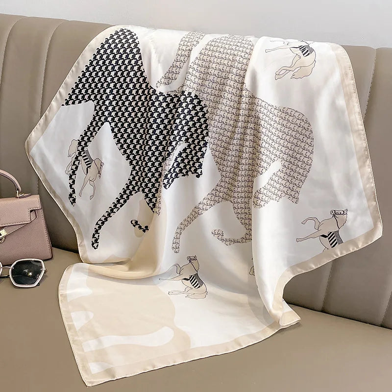 Satin Silk Square Scarf for Women Sun Protection - Smarsty