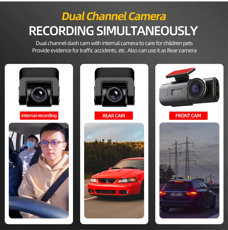 4K Dash Cam Night Vision With GPS Parking And WiFi - Smarsty