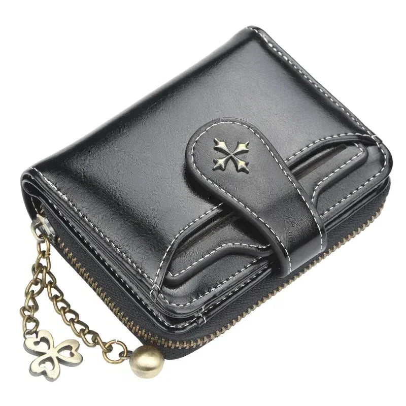 Women Wallets and Purses PU Leather Money Bag Female Short Hasp Purse Small Coin Card Holders Blue Red Clutch New Women Wallet - Smarsty