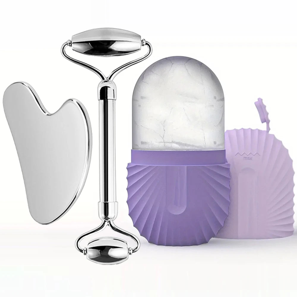 Ice Face Roller and Gua Sha Set for Effective Facial Massage - Smarsty